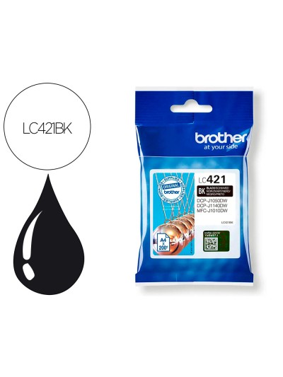 Ink-jet brother lc421bk dcp-j1050dw / dcp-j1140dw / mfc-j10 negro 200 paginas