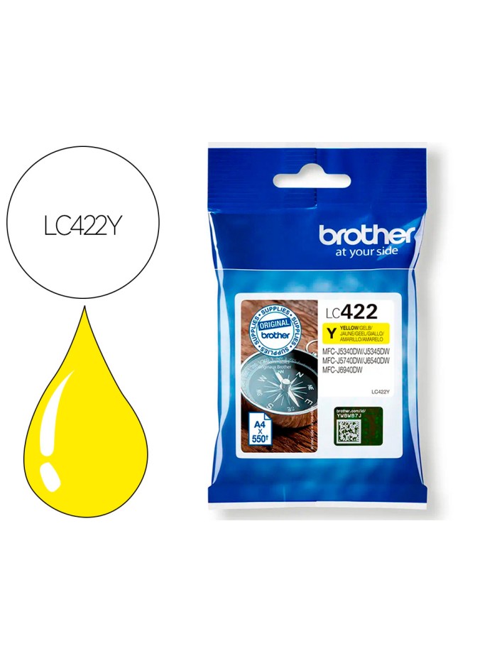 Ink-jet brother lc-422y yellow mfc-j5340dw / mfc-j5740dw / mfc-j6540dw / mfc-j6940dw 550 paginas Ink-jet brother lc-422y yellow mfc-j5340dw / mfc-j5740dw / mfc-j6540dw / mfc-j6940dw 550 paginas