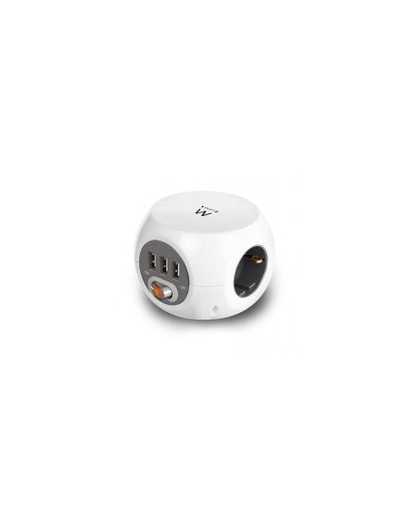 Regleta cubica ewent ew3939 3 tomas shucko - 3 puertos usb - 1.5m