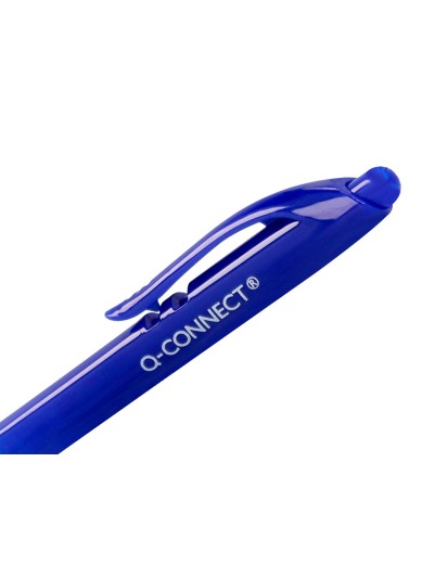 Boligrafo q-connect retractil con clip diseño fino tinta aceite 0,7 mm color azul