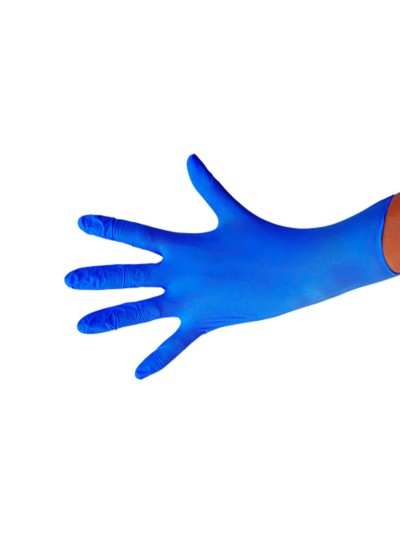 Guantes de nitrilo desechable sensitive sin polvo talla l grande color azul caja de 100 unidades