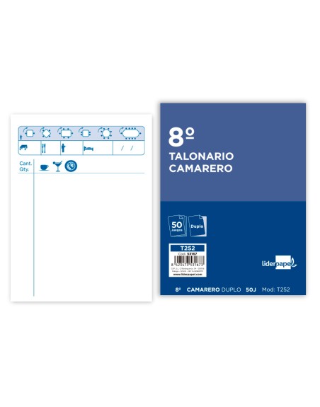Talonario liderpapel camarero octavo original y copia t252 zig zag