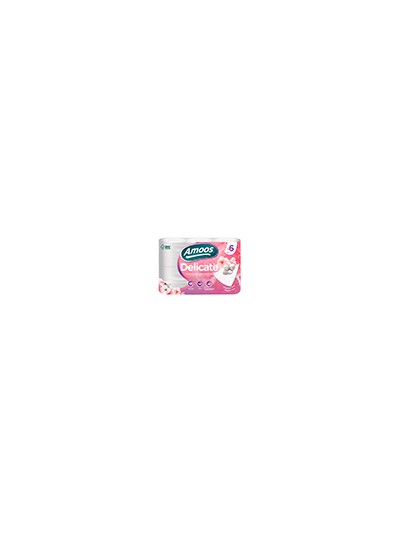 Papel higienico amoos delicate 3 capas color blanco paquete de 6 rollos 20 m