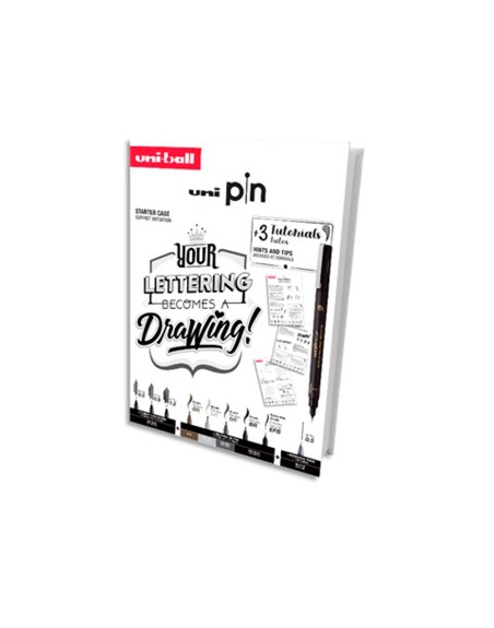 Set iniciacion rotuladores uniball pin lettering starter n 2 blister de 8 unidades