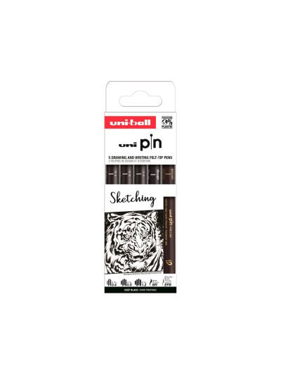Rotulador uniball pin sketching color negro blister de 5 unidades