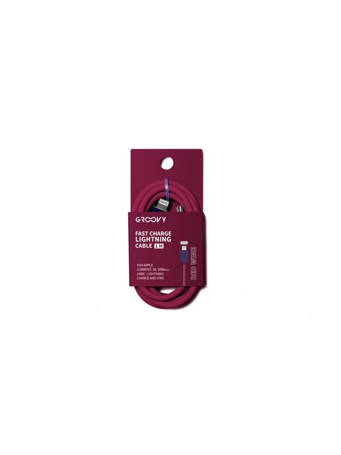 Cable groovy tipo c a apple lightning carga rapida longitud 1 mt color rojo Cable groovy tipo c a apple lightning carga rapida longitud 1 mt color rojo