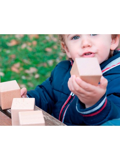 Juego didactico andreutoys 10 cubos sensoriales con sonido madera