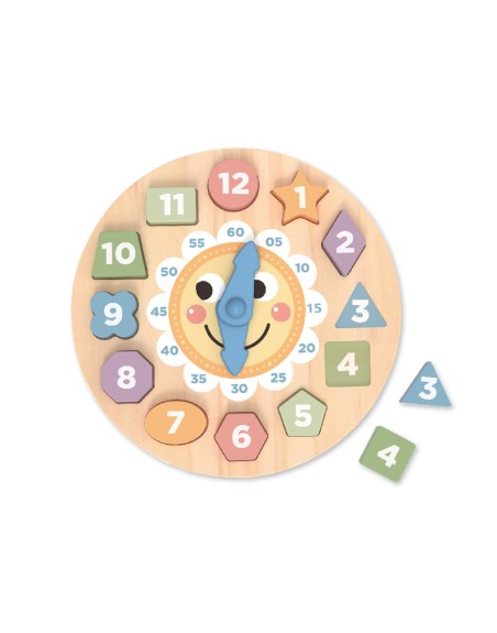 Juego infantil imaginovo madera reloj +3 años 13 piezas 29x29x3,5cm