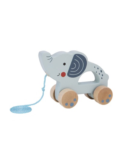 Juego infantil imaginovo madera elefante para arrastrar con ruedas +12 meses 13,4x10x5,4cm
