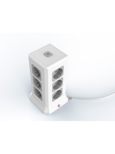 Regleta q-connect enchufe multiple 16 en 1 cable 2 mt 12 tomas de corriente+3 usb+1 usb tipo c 120x120x210mm