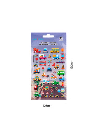Pegatinas imaginovo kids coches con relieve 190x105 mm en blister