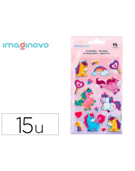 Pegatinas imaginovo unicornios magic dreams con brillo 190x105 mm en blister