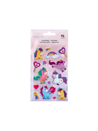 Pegatinas imaginovo unicornios magic dreams con brillo 190x105 mm en blister