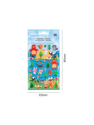 Pegatinas imaginovo cute animales bosque con relieve 190x105 mm en blister