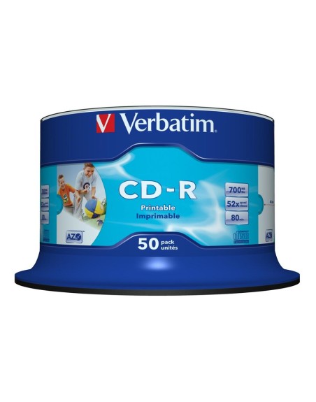 Verbatim cd - r 700mb 52x tarrina 50 unidades imprimible inkjet super azo