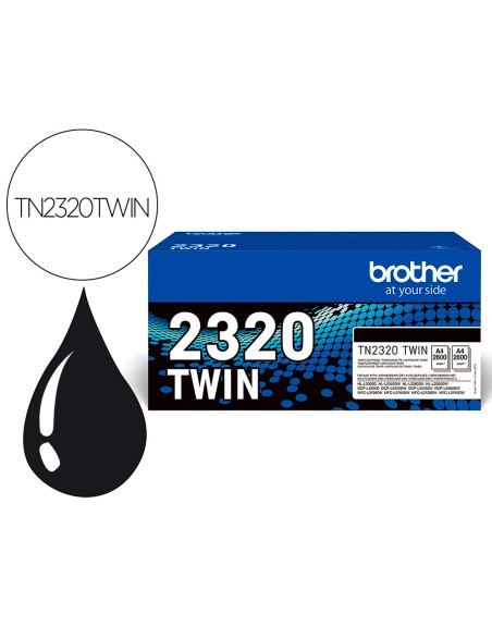 Toner brother tn-2320 dcpl2520dw /2540d/ mfcl2700dw / 2720dw / 2740dw negro 2600 paginas pack 2 unidades