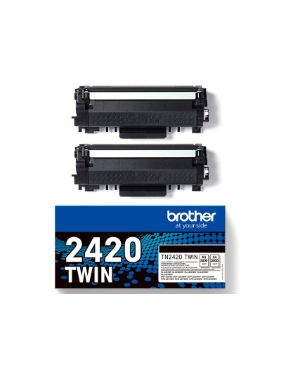 Toner brother tn2420twin para dcp-l2510/ 2530 / 2550 / hl-l2375 negro 3000 paginas pack 2 unidades