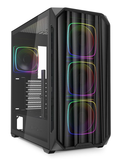 Caja gaming sharkoon ak5m rgb atx negro 3xvent 120mm 2xusb sn fuente