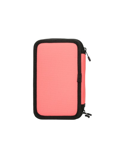 Plumier escolar antartik triple cremallera color coral 36 piezas