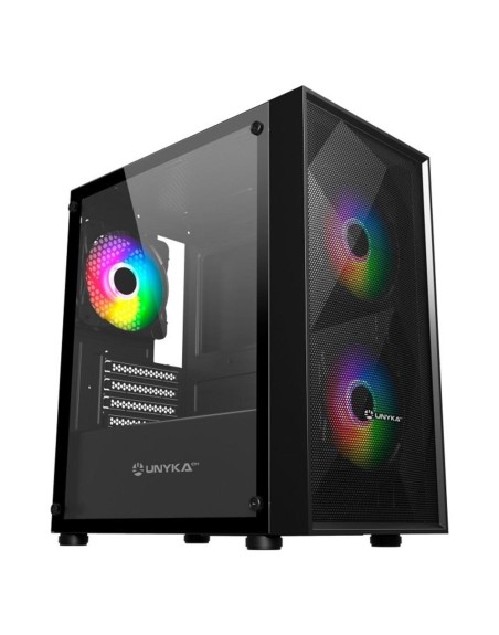 Caja ordenador gaming unyka mir b200 matx argb cristal templado negro