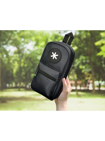 Estuche portatodo antartik forma de mochila con bolsillo y 4 departamentos color negro 230x50x120 mm
