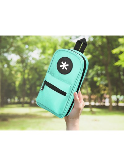 Estuche portatodo antartik forma de mochila con bolsillo y 4 departamentos color menta 230x50x120 mm