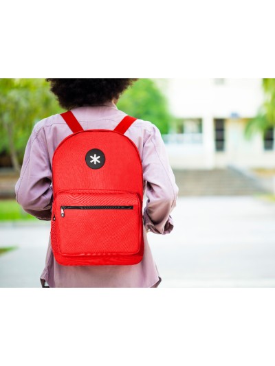 Cartera antartik mochila con asa y bolsillo frontal concremallera color rojo 320x140x430 mm