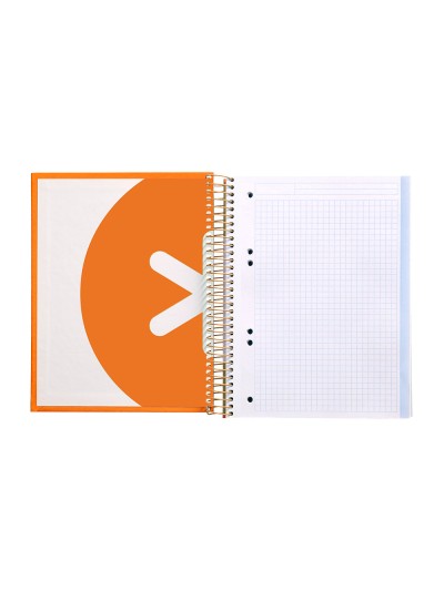 Cuaderno espiral a5 micro antartik tapa forrada120h 90 gr cuadro 5mm 5 bandas6 taladros color mostaza
