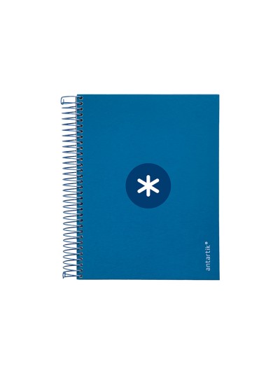 Cuaderno espiral a5 micro antartik tapa forrada120h 90 gr cuadro 5mm 5 bandas6 taladros color azul oscuro