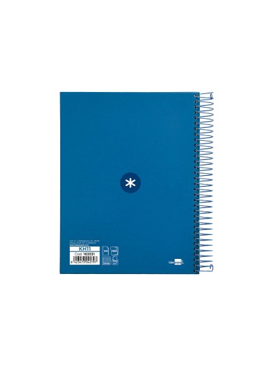 Cuaderno espiral a5 micro antartik tapa forrada120h 90 gr cuadro 5mm 5 bandas6 taladros color azul oscuro