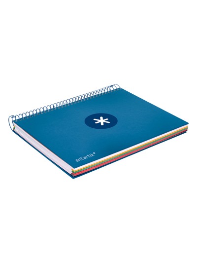 Cuaderno espiral a5 micro antartik tapa forrada120h 90 gr cuadro 5mm 5 bandas6 taladros color azul oscuro