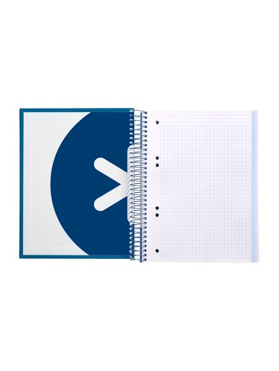Cuaderno espiral a5 micro antartik tapa forrada120h 90 gr cuadro 5mm 5 bandas6 taladros color azul oscuro