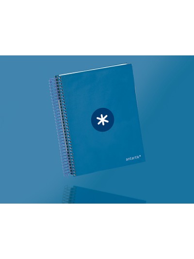 Cuaderno espiral a5 micro antartik tapa forrada120h 90 gr cuadro 5mm 5 bandas6 taladros color azul oscuro