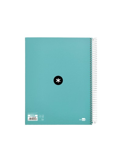 Cuaderno espiral a4 micro antartik tapa forrada 120h 90 gr liso 5 bandas 4 taladros color menta