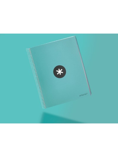 Cuaderno espiral a4 micro antartik tapa forrada 120h 90 gr liso 5 bandas 4 taladros color menta