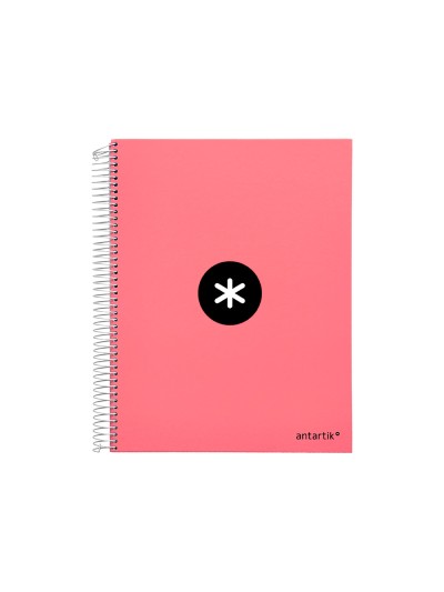 Cuaderno espiral a4 micro antartik tapa forrada 120h 90 gr liso 5 bandas 4 taladros color coral