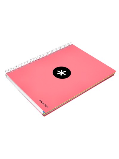 Cuaderno espiral a4 micro antartik tapa forrada 120h 90 gr liso 5 bandas 4 taladros color coral