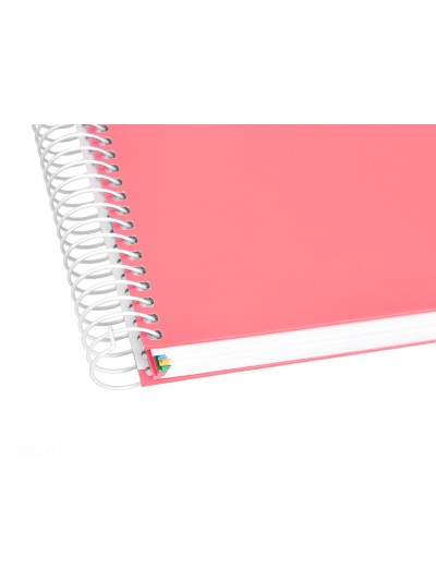 Cuaderno espiral a4 micro antartik tapa forrada 120h 90 gr liso 5 bandas 4 taladros color coral