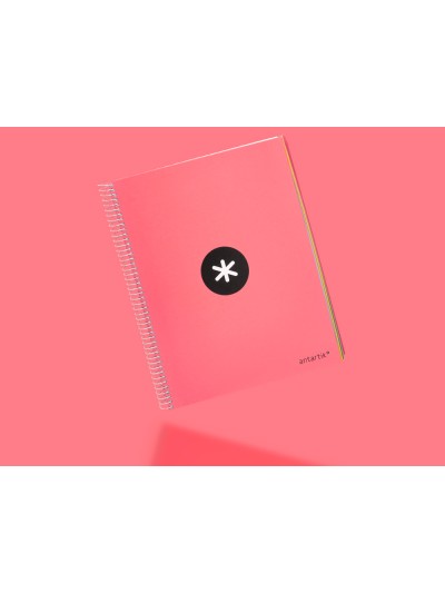 Cuaderno espiral a4 micro antartik tapa forrada 120h 90 gr liso 5 bandas 4 taladros color coral