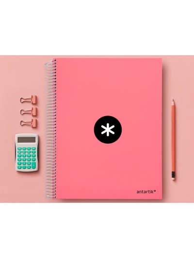 Cuaderno espiral a4 micro antartik tapa forrada 120h 90 gr liso 5 bandas 4 taladros color coral