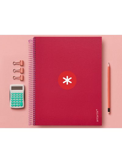 Cuaderno espiral a4 micro antartik tapa forrada 120h 90 gr horizontal 5 bandas 4 taladros color frambuesa