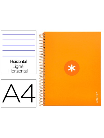 Cuaderno espiral a4 micro antartik tapa forrada 120h 90 gr horizontal 5 bandas 4 taladros color mostaza