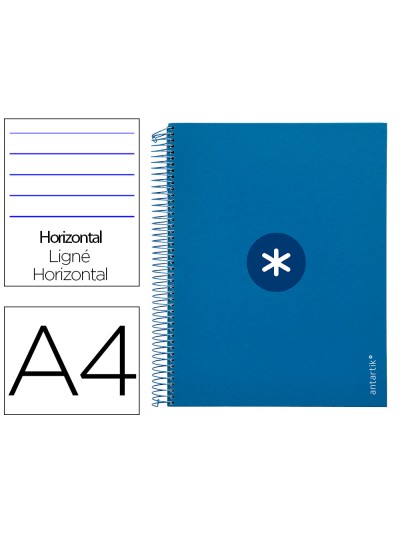 Cuaderno espiral a4 micro antartik tapa forrada 120h 90 gr horizontal 5 bandas 4 taladros color azul oscuro