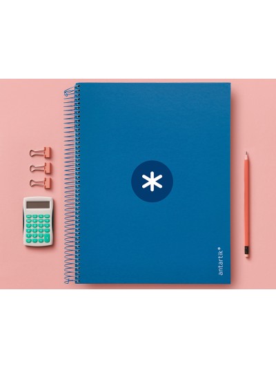 Cuaderno espiral a4 micro antartik tapa forrada 120h 90 gr horizontal 5 bandas 4 taladros color azul oscuro