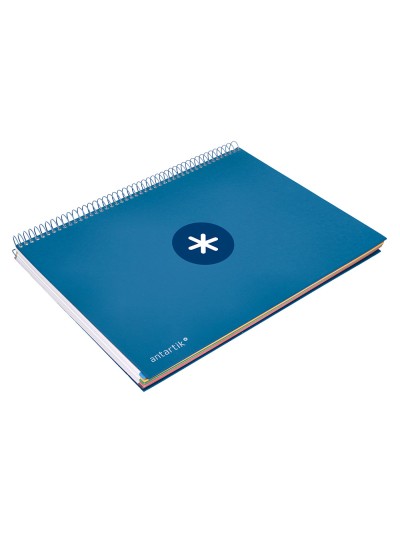 Cuaderno espiral a4 micro antartik tapa forrada 120h 90 gr cuadro 5mm 5 bandas 4 taladros color azul marino