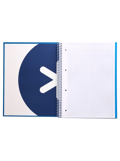Cuaderno espiral a4 micro antartik tapa forrada 120h 90 gr cuadro 5mm 5 bandas 4 taladros color azul marino