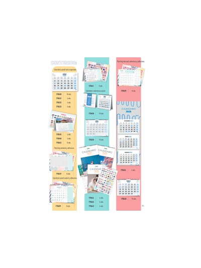 Calendarios liderpapel 2025 pack de 24 unidades diseños surtidos lote