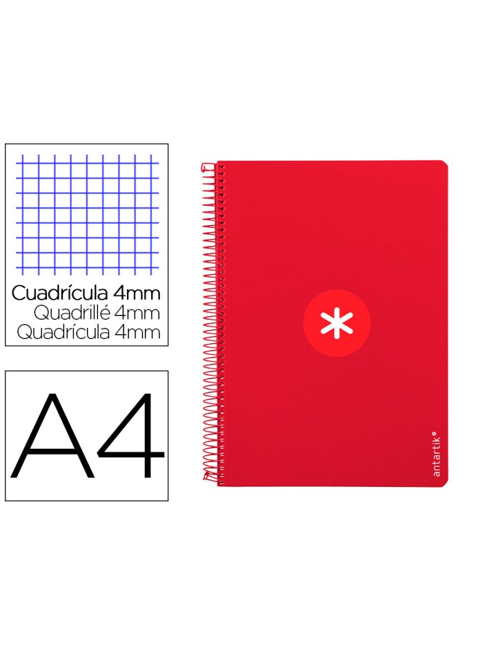Cuaderno espiral a4 antartik tapa dura 80h 90gr cuadro 4mm con margen color frambuesa Cuaderno espiral a4 antartik tapa dura 80h 90gr cuadro 4mm con margen color frambuesa