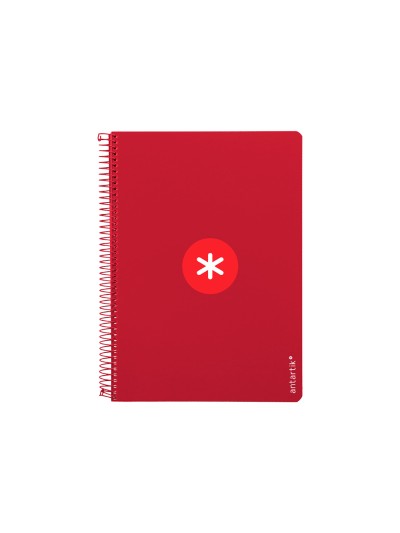 Cuaderno espiral a4 antartik tapa dura 80h 90gr cuadro 4mm con margen color frambuesa
