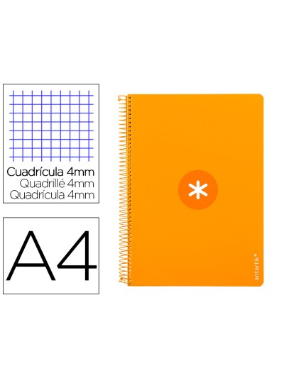 Cuaderno espiral a4 antartik tapa dura 80h 90gr cuadro 4mm con margen color mostaza